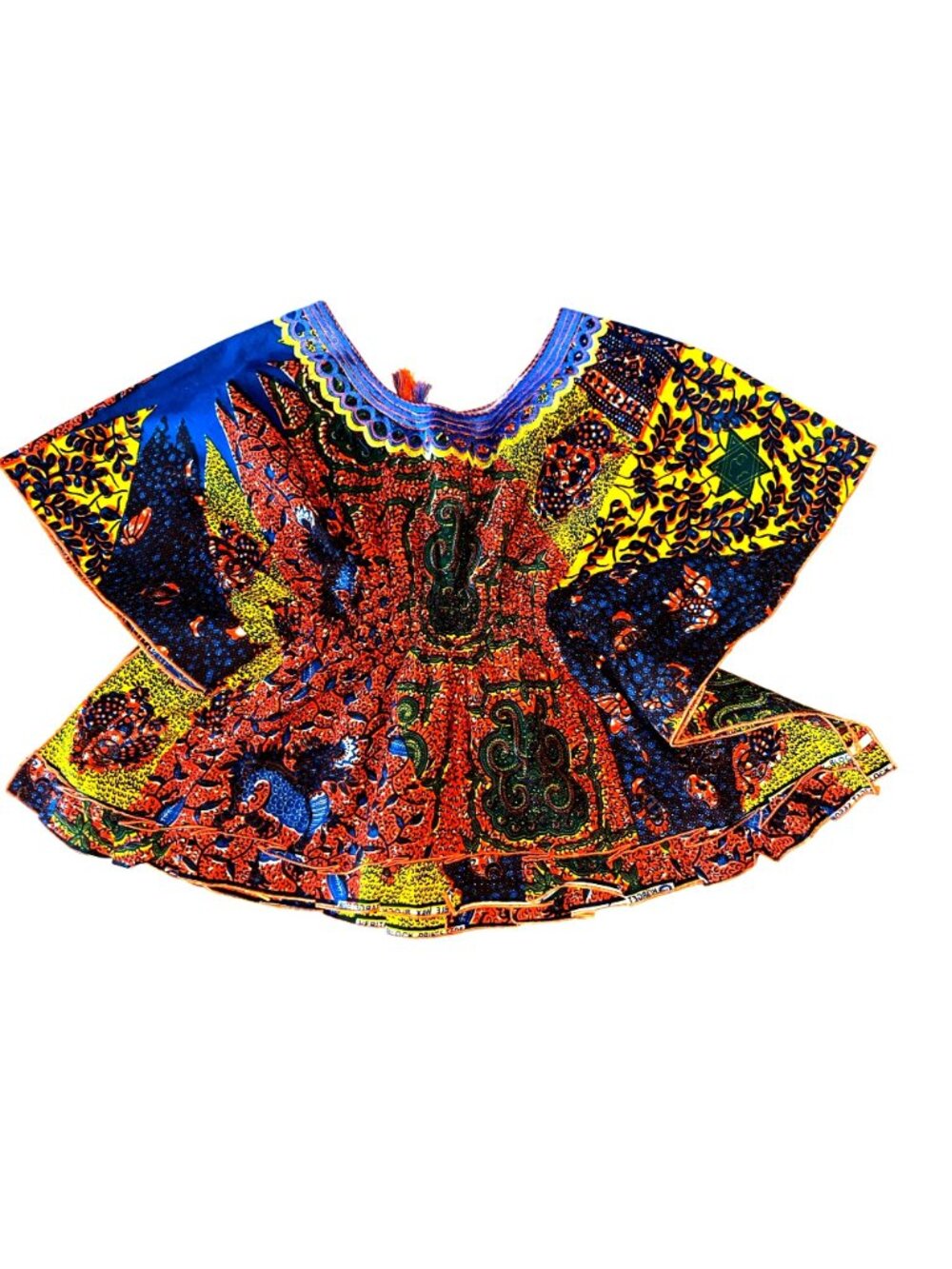 Classy City Chicks 3X Orange Blue African Print Dashiki Tunic Boho Festival Chic - Picture 4 of 10